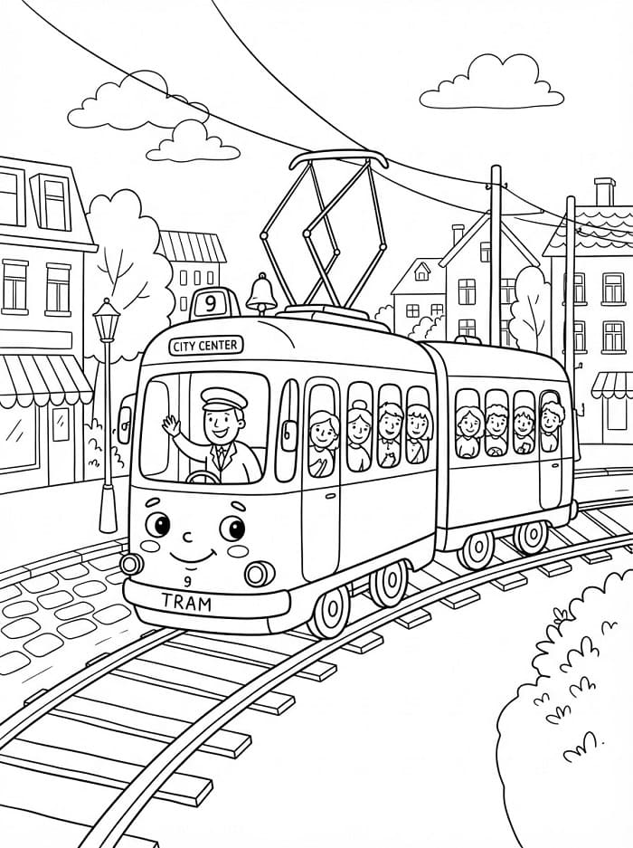 Målarbild Tecknad spårvagn