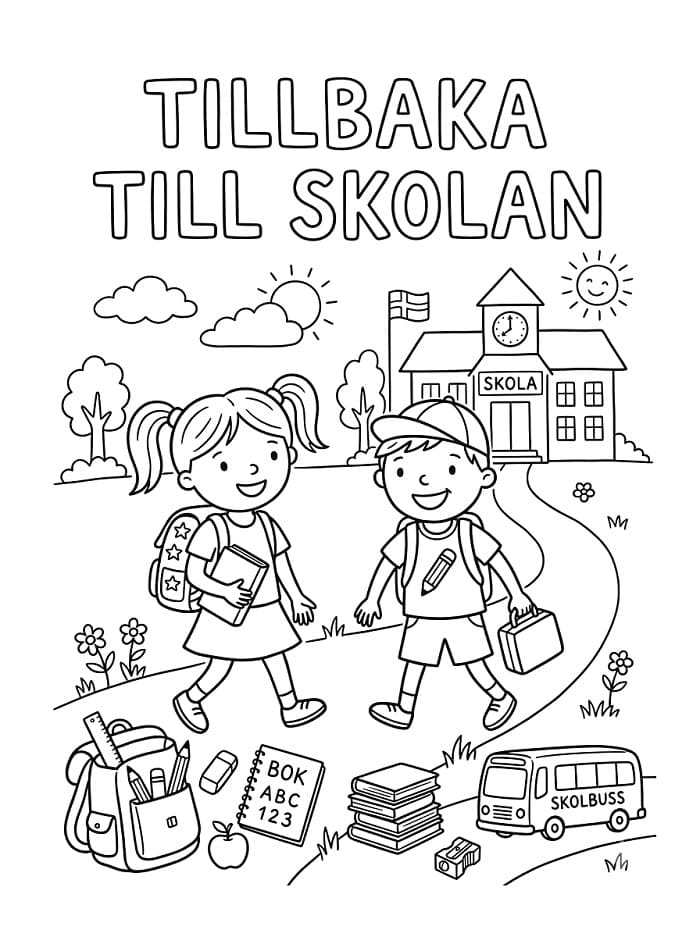 Målarbild Tillbaka Till Skolan Gratis Utskrivbar