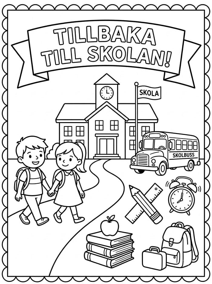 Målarbild Tillbaka Till Skolan Gratis