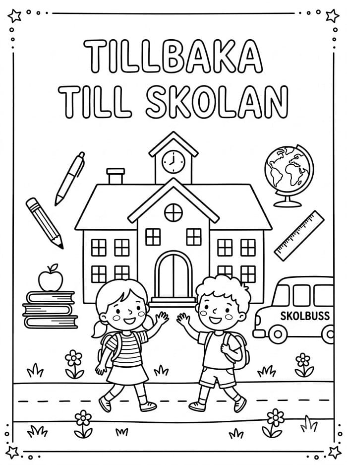 Målarbild Tillbaka Till Skolan Utskrivbar för Barn