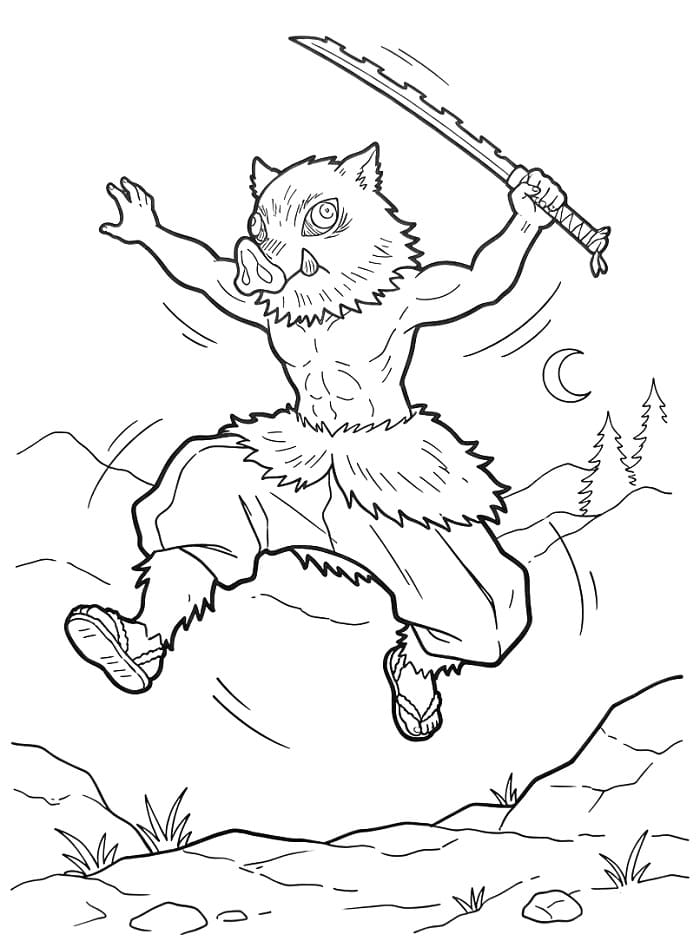 Målarbild Utskrivbar Inosuke Hashibira