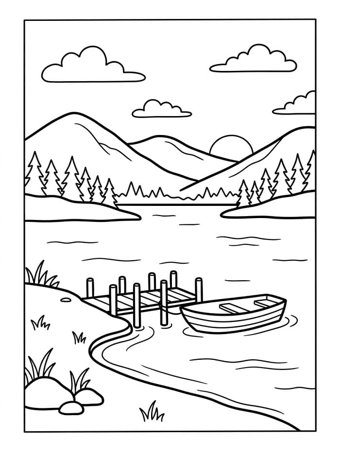 Målarbild Vacker sjö