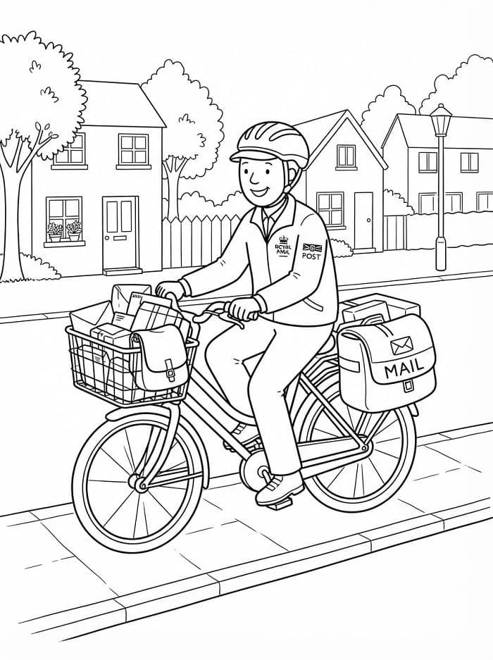 Målarbild Brevbärare på cykel