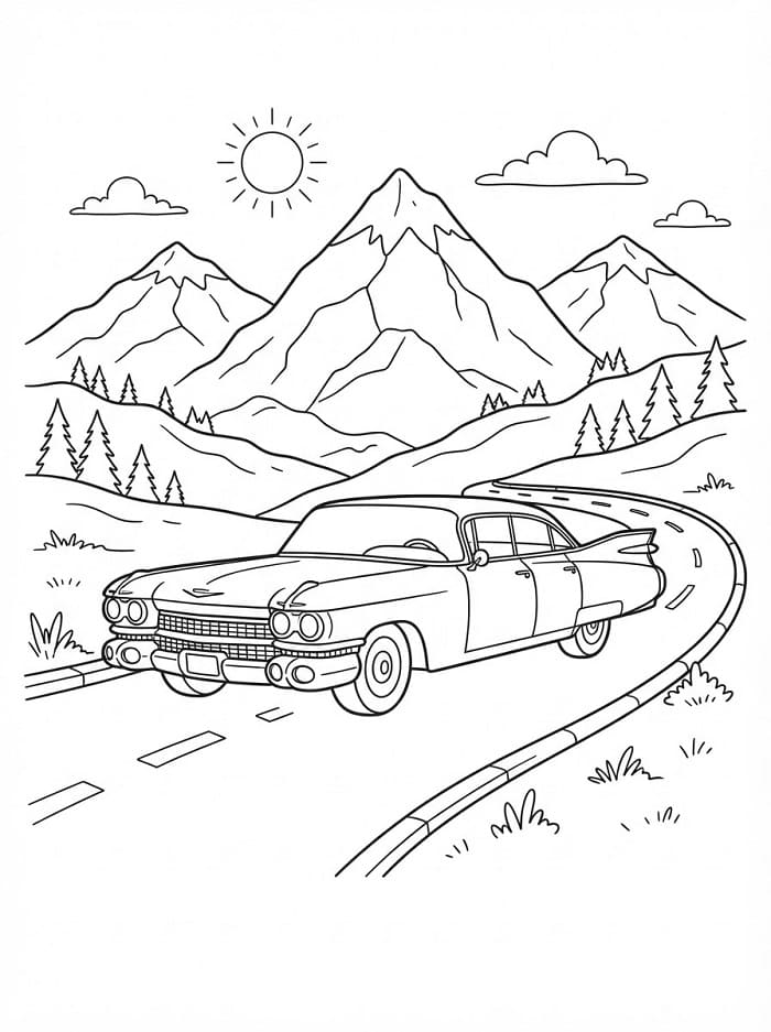 Målarbild Cadillac-bil