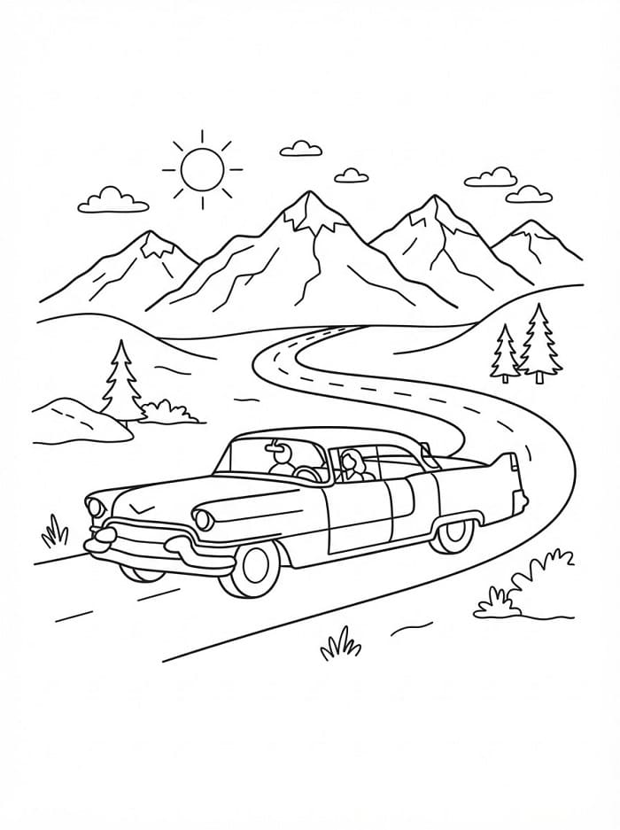 Målarbild En Cadillac-bil