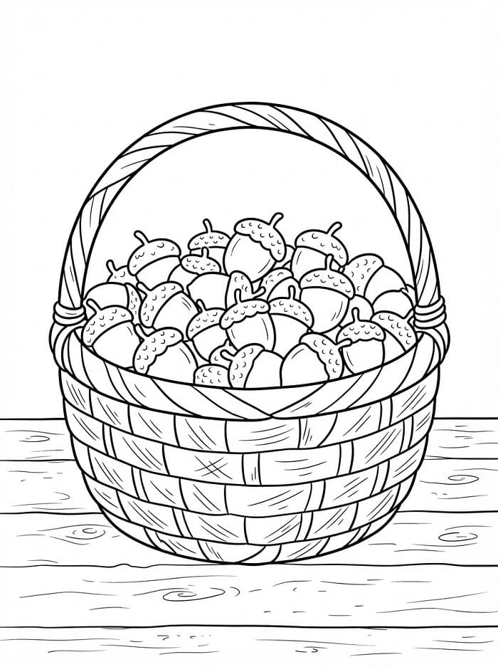 Målarbild En ekollonkorg