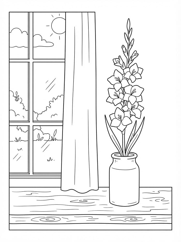 Målarbild Gladiolus Gratis Utskrivbar