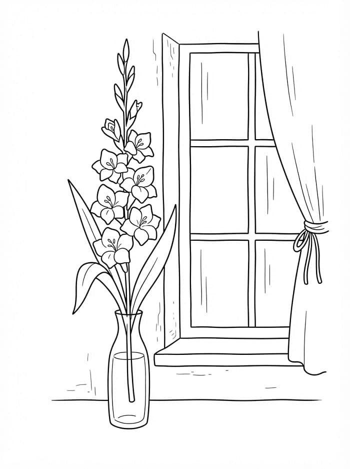 Målarbild Gladiolus Utskrivbar