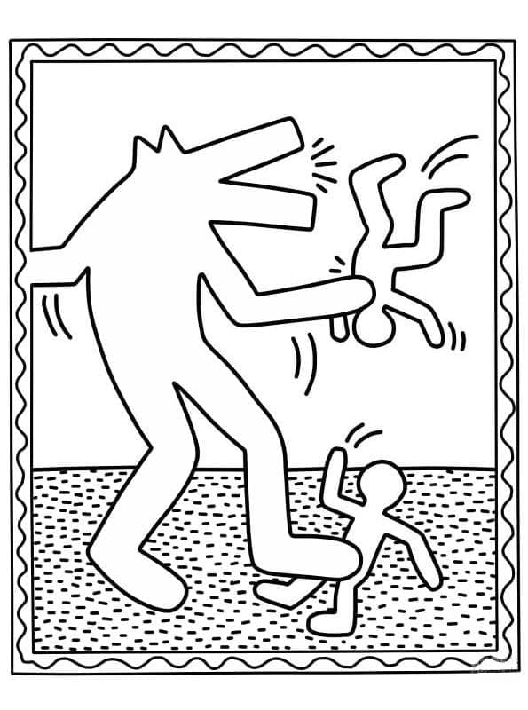 Målarbild Gratis Keith Haring för Vuxna