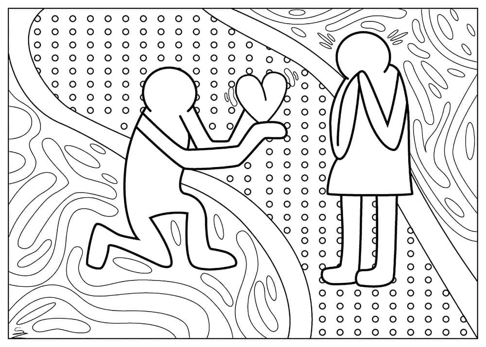 Målarbild Gratis Utskrivbar Keith Haring för Vuxna