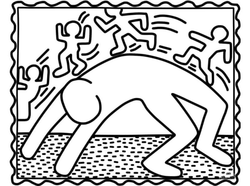 Målarbild Keith Haring Gratis Utskrivbar för Vuxna