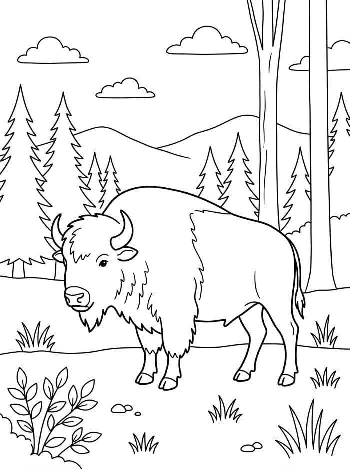 Målarbild Bison Gratis Utskrivbar för Barn