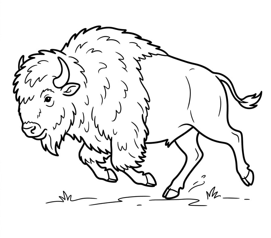 Målarbild Bison som springer