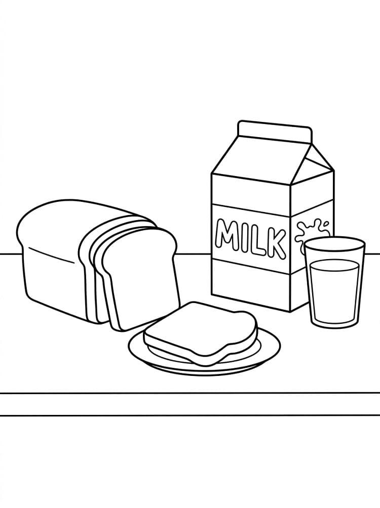 Målarbild Bröd med mjölk