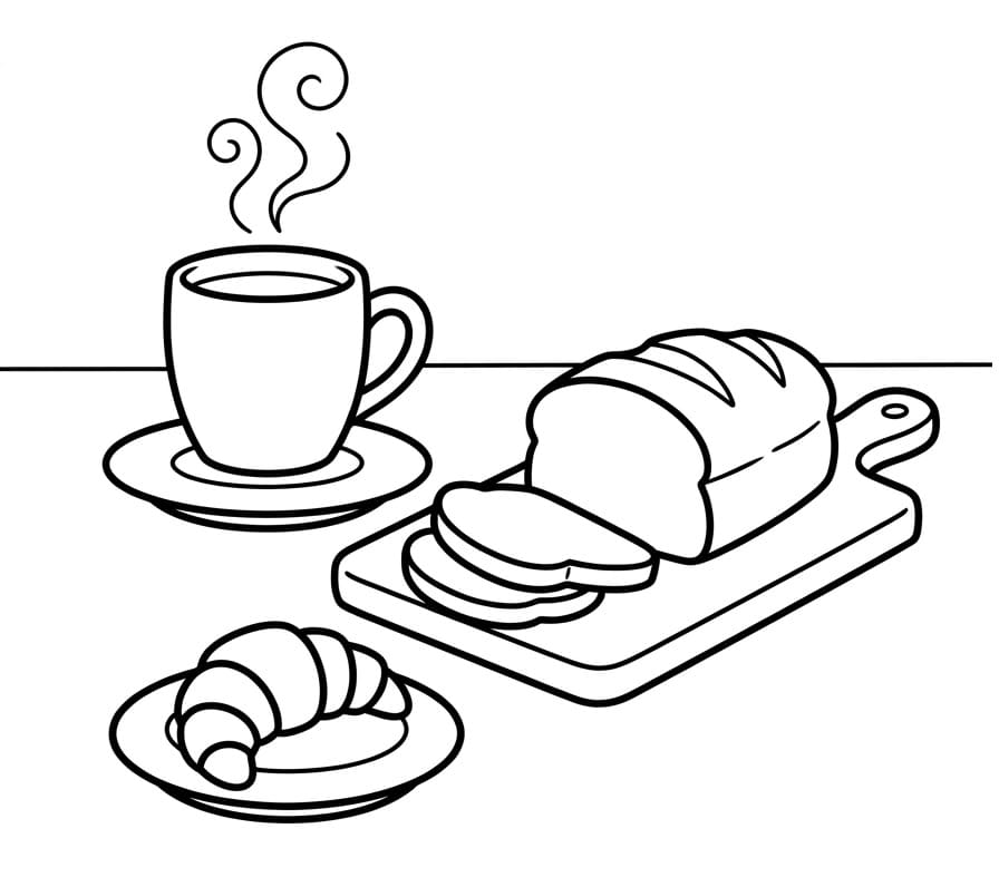 Målarbild Bröd och kaffe