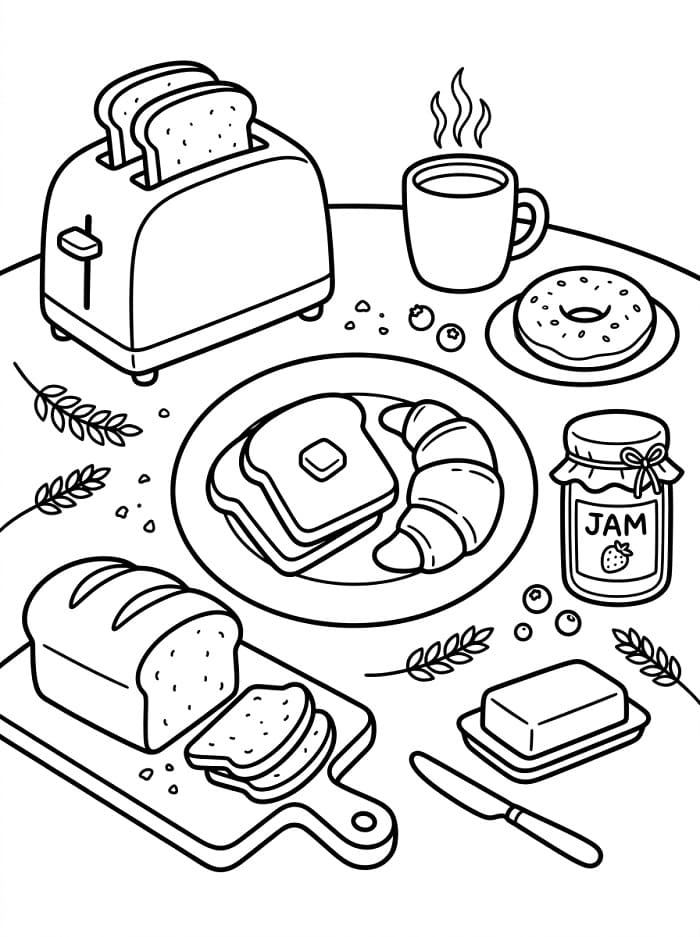 Målarbild Bröd till frukost