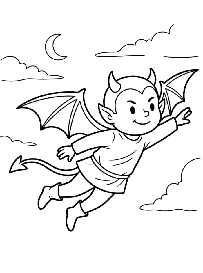 Målarbild Djävul i skyn