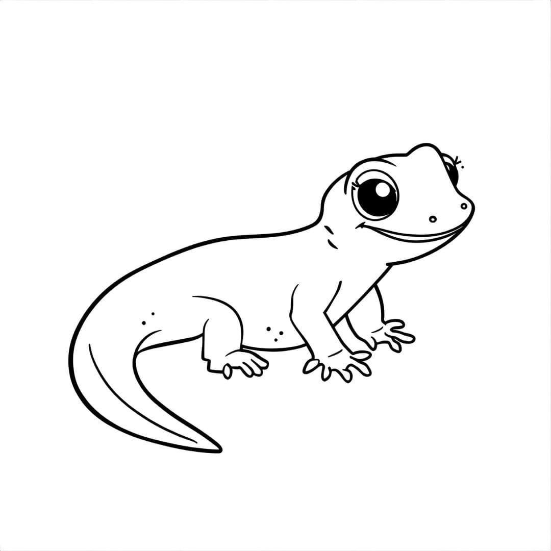 Målarbild En Söt Salamander