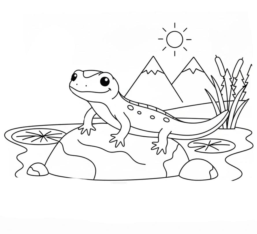 Målarbild En Väldigt Söt Salamander