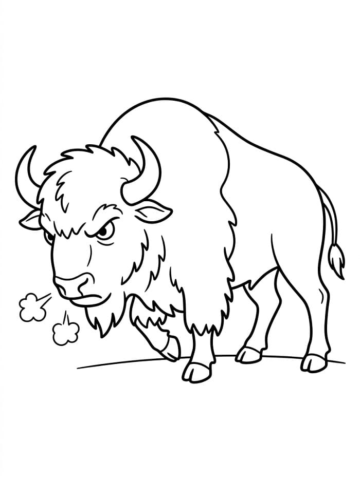 Målarbild En arg bisonoxe