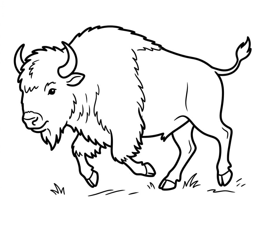 Målarbild En bison som springer