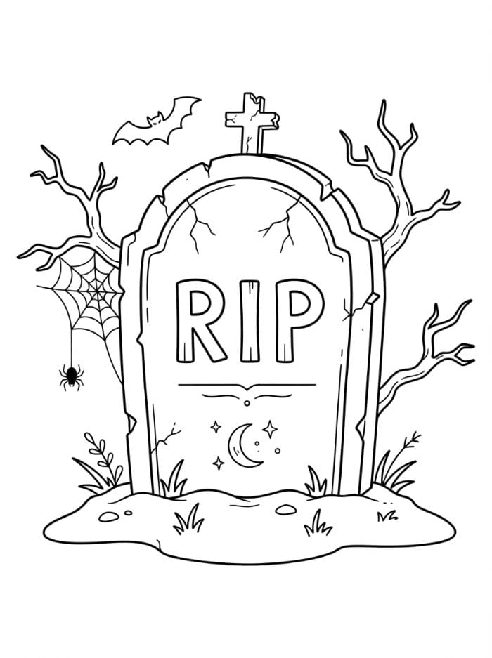 Målarbild En gravsten för Halloween