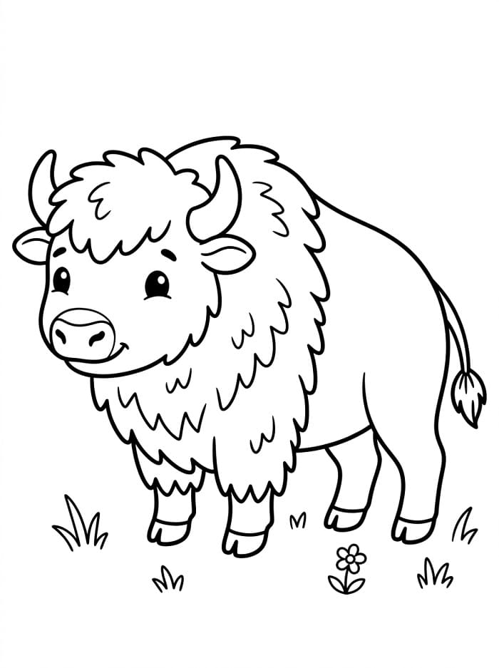 Målarbild En söt bison