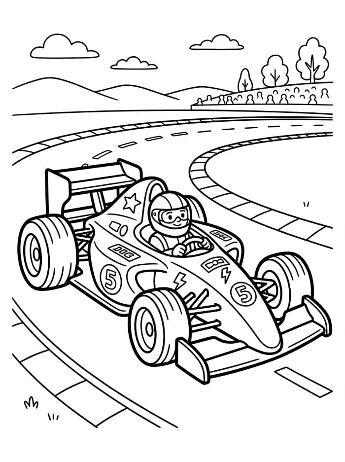 Målarbild Formel 1 söt racerbil