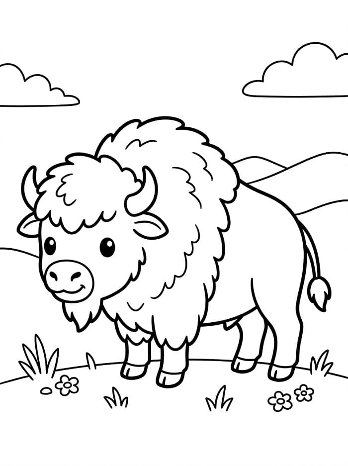 Målarbild Liten bison