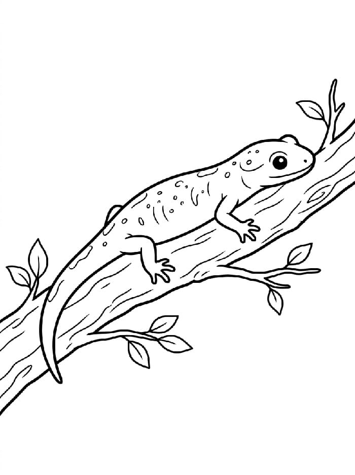 Målarbild Salamander i trädet