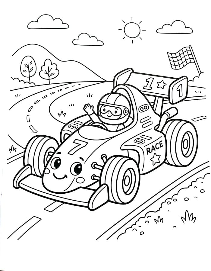 Målarbild Söt Formel 1-bil (alternativ)