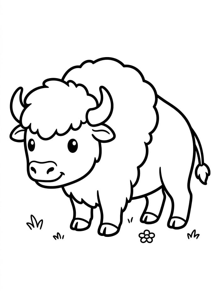Målarbild Söt bison