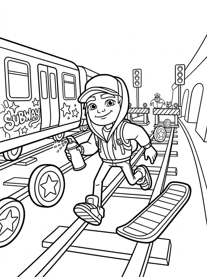 Målarbild Subway Surfers Gratis Utskrivbar för Barn