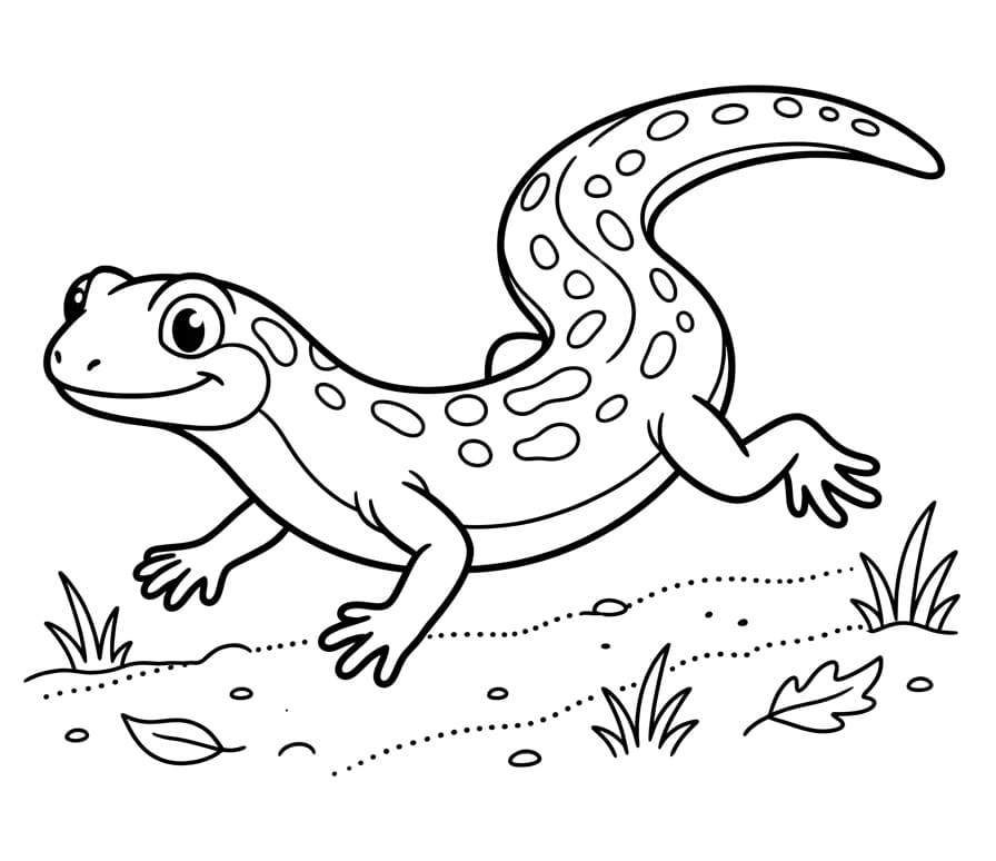 Målarbild Tecknad salamander