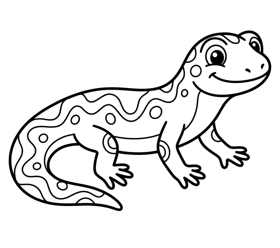 Målarbild Utskrivbar Salamander för Barn